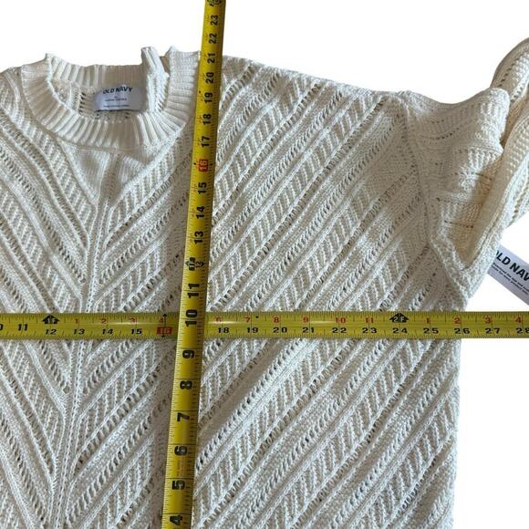 NWT Old Navy Open Knit Sweater Cream XL Coastal Preppy Prep Granolagirl Grandma - Picture 7 of 8